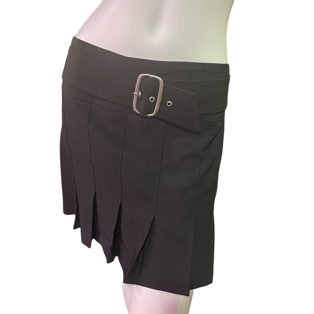 SUZY SHIER BLACK BOX PLEATED BUCKLE WAIST SKIRT SIZE 9/10